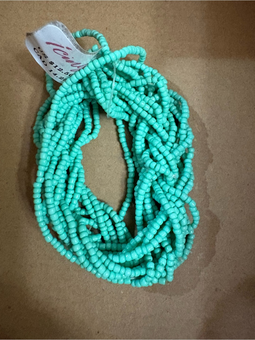 Turquoise Seed Bead Multi-Strand Stretch Bracelet -  Seafoam Blue